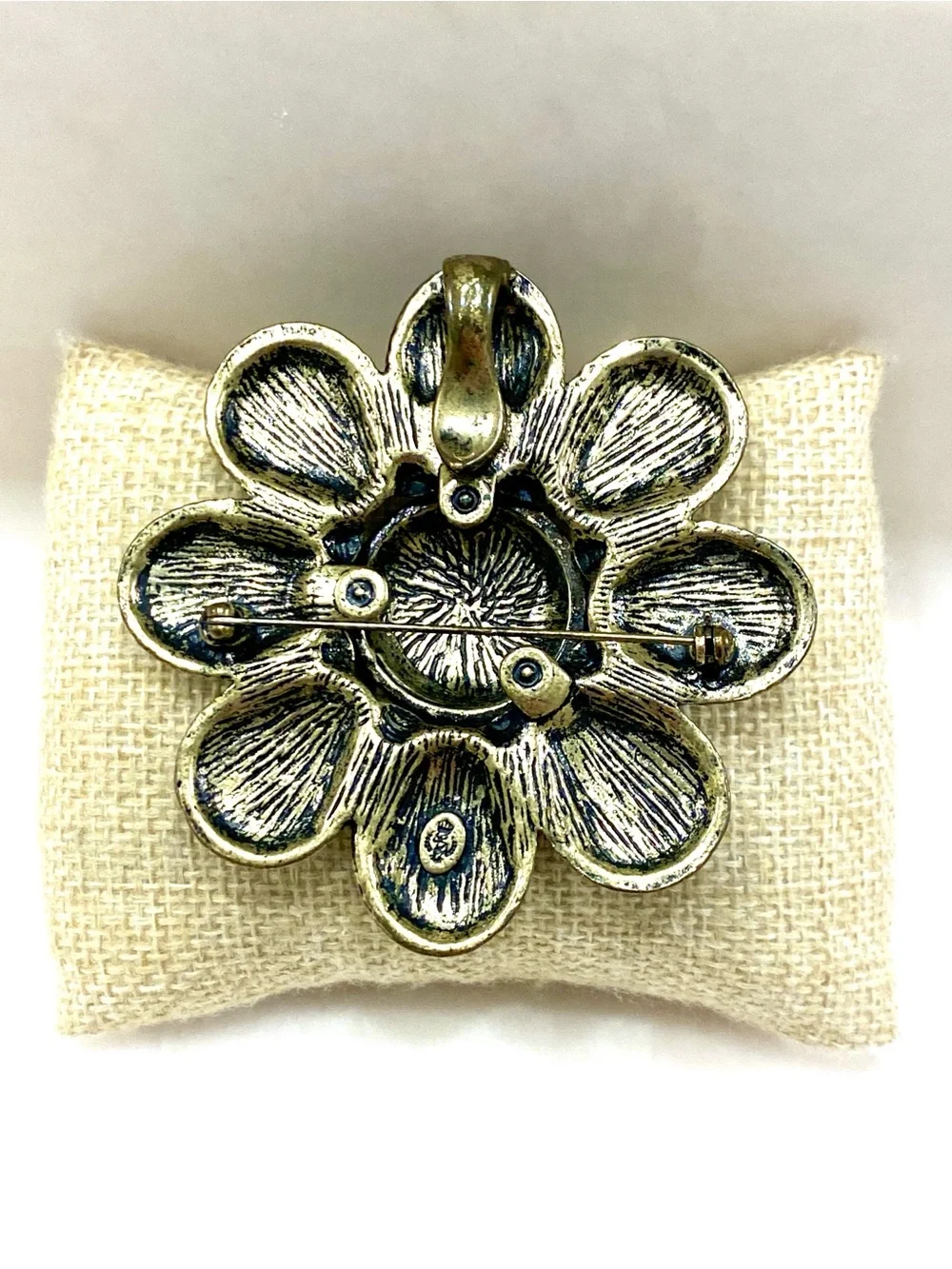 Premier Designs White and Blue Marbled Floral Brooch